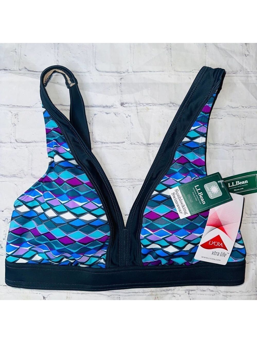 NWT Women’s Size 8 Reg LL Bean Bikini Top Sunblock Swimwear